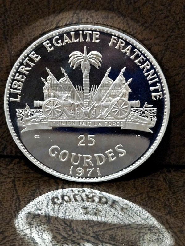 1971 HAITI DUVALIER AIRPORT Silver Proof 25 Gourdes 3.7 Oz. .999 Silver RARE!!