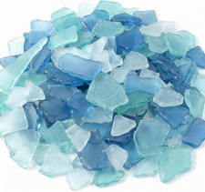 Sea Glass Pieces for Crafts, Blue, White, Green, 25 Oz