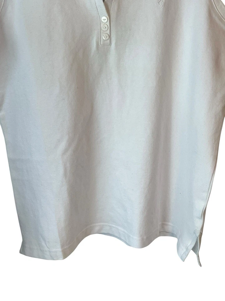 Blusa regata feminina Browning sem mangas XL branca gola V com colarinho de botão nova com etiquetas - Imagem 4 de 4