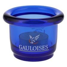 Gauloises Zigaretten Glas Windlicht Teelicht rund blau kleine Ausf&uuml;hrung
