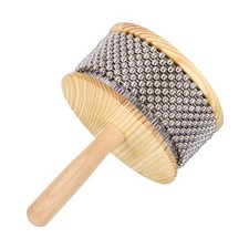 Wooden Cabasa Percussion 5.3" Music Hand Shaker with Metal Beads Wood Color 