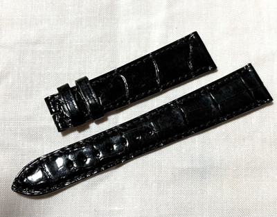 Zenith Dress Watch Strap Band Alligator Crocodile Leather 19 X 16 mm Shiny Black