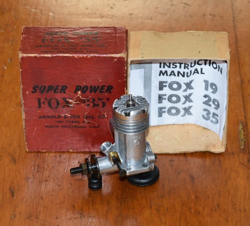 1953 Fox 35 Stunt control line model airplane engine .35 vintage glow ...