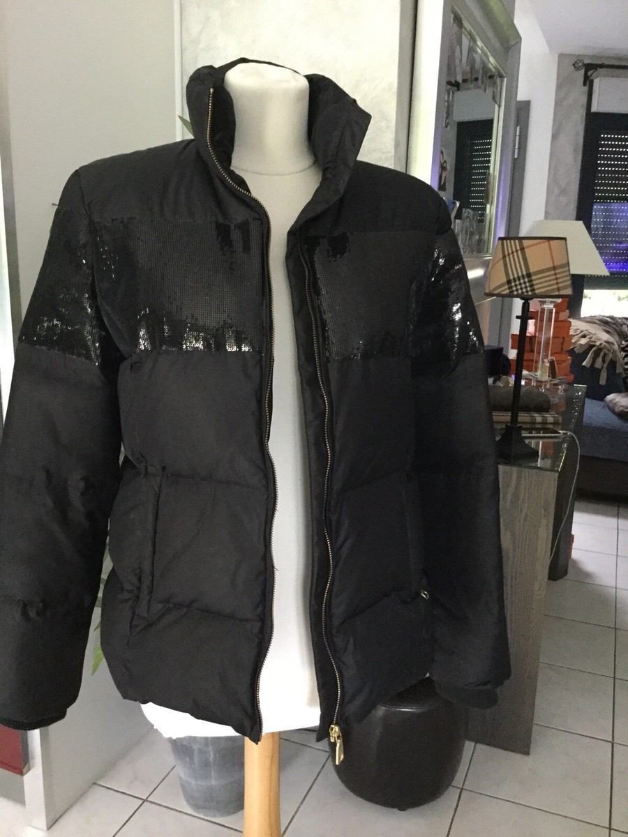 Doudoune blouson MOSCHINO taille 40/42 noir sequins bon état 695