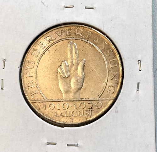 1929-J GERMANY 3 REICHMARK SILVER COIN - Picture 2 of 2
