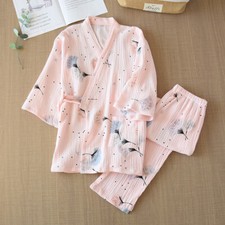 Women's Sleepwear Pajama Set Printed V-neck Lace-up Cardigan Kimono Japanese