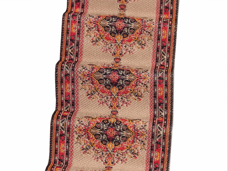 Dolls House Stair Carpet Beige and Rust Fabric Hallway Miniature 1:12th Scale