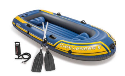 Intex Challenger 3 Boot Set Schlauchboot Angelboot Ruderboot mit Paddel & Pumpe