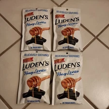 4 Luden's Honey Licorice Throat Drops Menthol Lozenges, 30ct Each Exp 2024