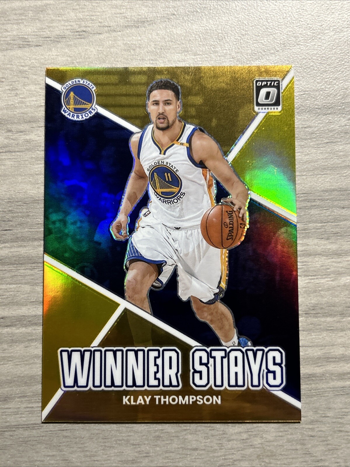 2022 Donruss Optic Klay Thompson Gold Prizm Winner Stays #/10