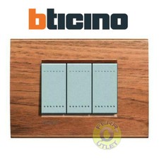  PLACCA 3 MODULI LNA4803LNC LEGNO NOCE NAZIONALE LIVINGLIGHT  BTICINO 