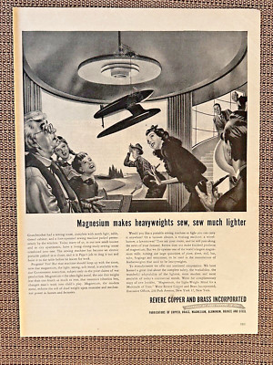 1945 Revere Copper & Brass Print Ad Magnesium Sewing Machine Lightweight Innovat