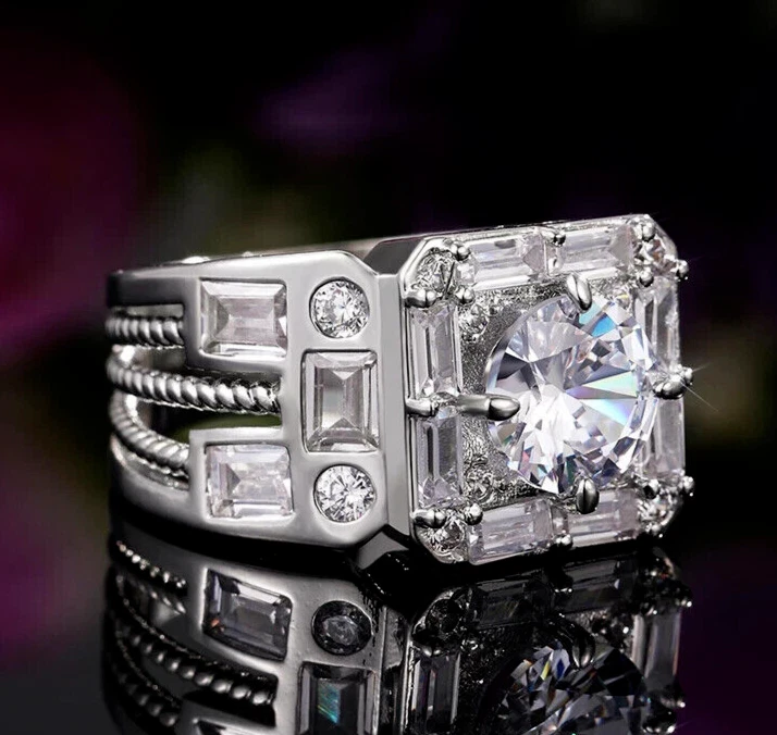 Mens simulated diamond rings clearance