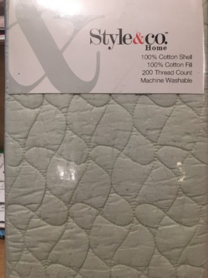 Style and Co Esker Quilted Pillowcase Light Green - New 