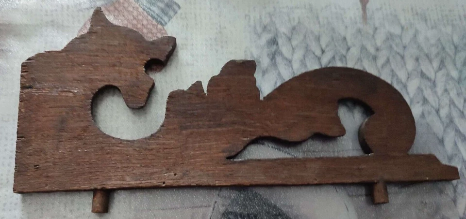 Par de frontón de dragón gótico roble tallado en madera francesa antiguo de 12" arquitectónico Foto 4 de 4