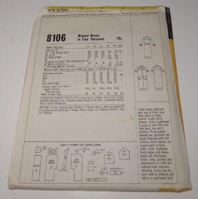 McCall's 1965 Dress Sew Pattern Size 12 Bust 32 | eBay