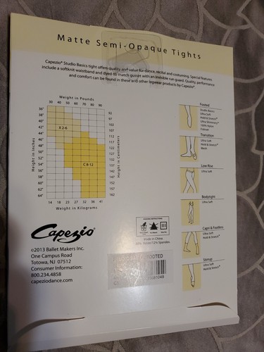 Studio Basics hellrosa Strumpfhose mit Fuß. Ballett, Tanz Neu Originalverpackt #1825 C BPK one - Bild 2 von 2