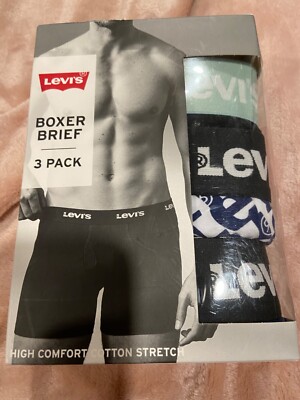 New in Box Three 3 Pack Men's Levis Cotton Boxer Brief Trunk Underwear small 