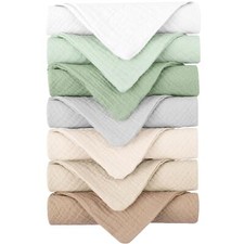 Konssy Baby Muslin Washcloths 7 Pack -100 Cotton Baby Bath Towels Soft Baby ...
