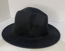 Women s Felt Fedora Hat Black With Leopard Lining Size Medium