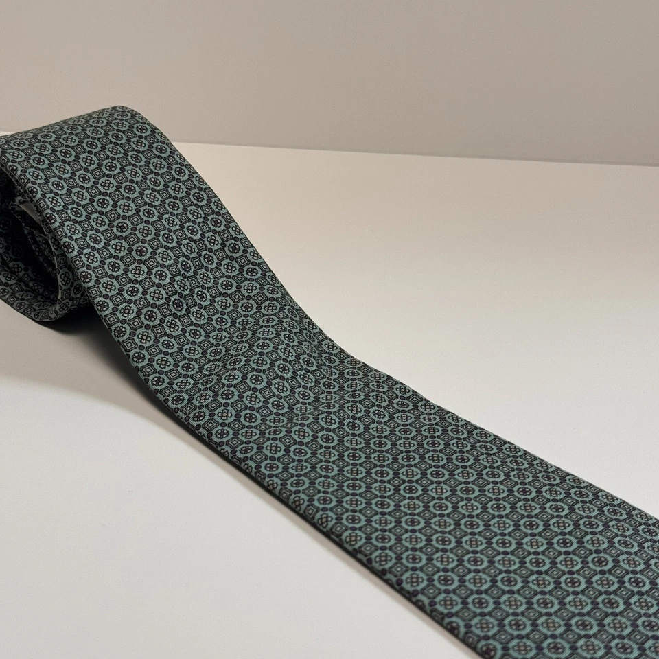 Men’s Dress Tie 100% Silk Andhurst 54.75” Green Blue Turquoise For Office Wear - Image 2 of 4