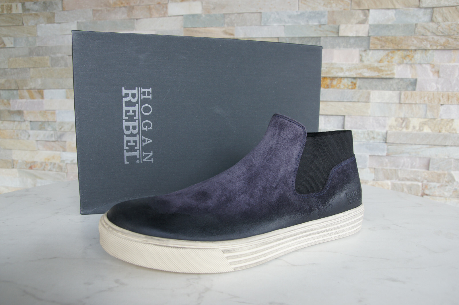 Hogan 8,5 42,5 Mocasines Slip On Botines Antiguo Nuevo Zapatos Azul Antiguo