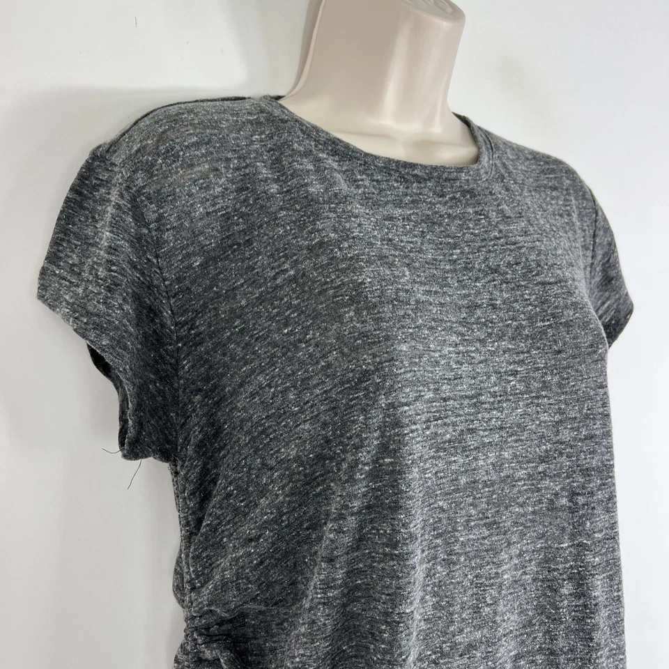 Camiseta Semilla Mostaza Mujer Mediana Manga Corta Cuello Redondo Asimétrica Acanalada Gris Foto 4 de 4