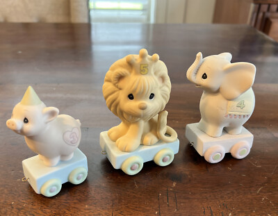 Vintage 1985 Precious Moments Birthday Train Lot Of 3 Figures! #3,4,&5 RARE! HTF