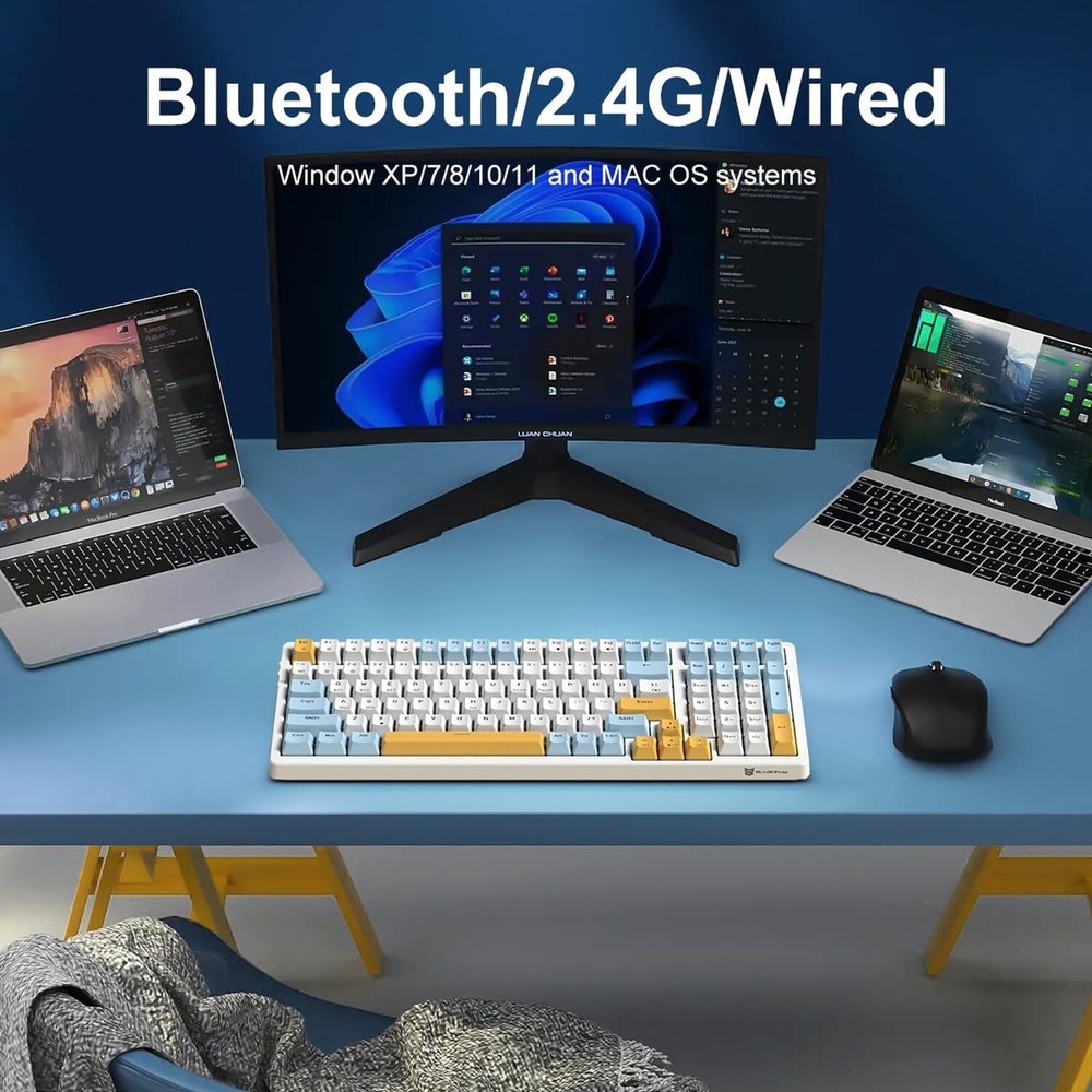 Triple Mode Wireless Mechanical Gaming Keyboard with 2.4G USB-C and Bluetooth Connectivity