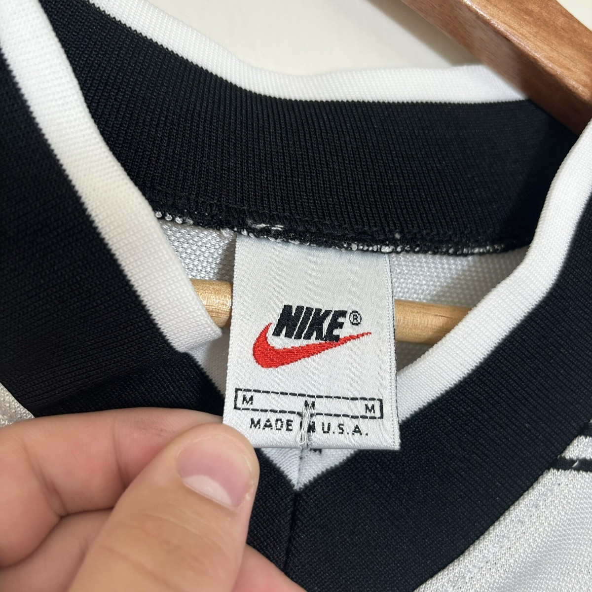 Vintage 90s Nike USA Soccer Jersey Black White Sz M Kit Law Five