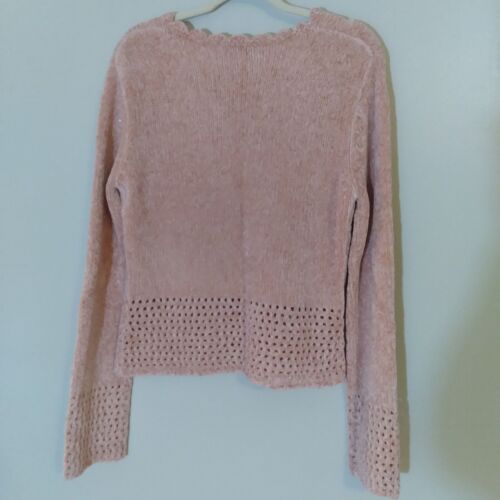 Canyon River Blues Stretch Chenille Scallop Neckline Pink Junior's Sweater XL - Picture 2 of 5