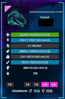 1078MD 100% Imp (885 Base) CARCHAR ARK Survival Ascended ASA