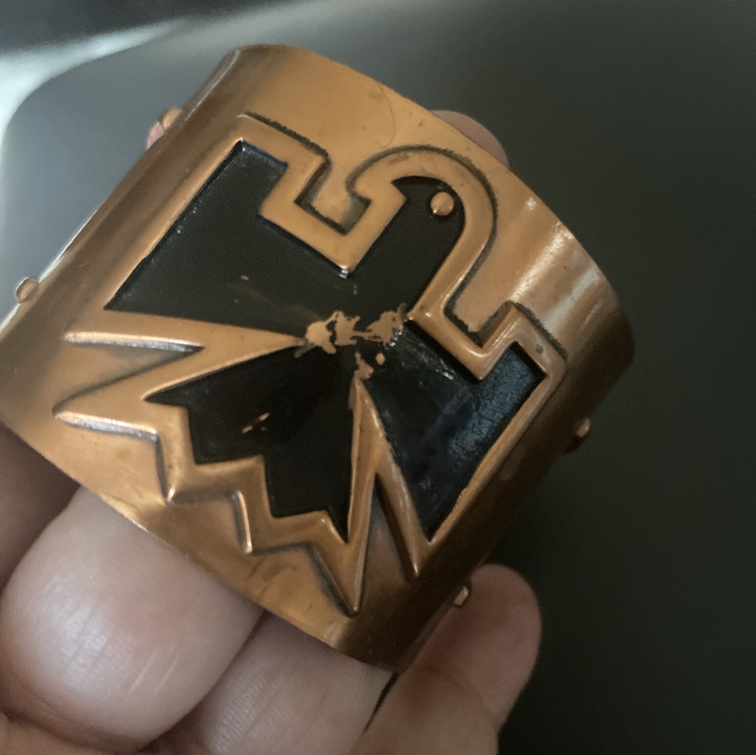 Bold  Vintage Navajo Solid Copper Thunderbird Cuf… - image 6