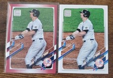 2021 Topps Mother's Day Pink #350 DJ LeMahieu 34/50 SP & Base Card. 