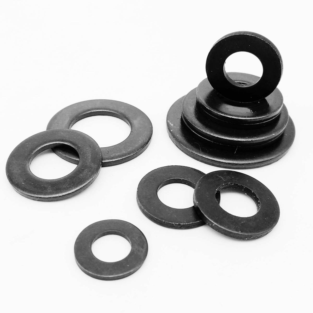 マッドクラッシャー　ジャンク 5/50pcs M2-M24 GB97 DIN125 Black Grade 8.8 Steel Flat Washer Plain