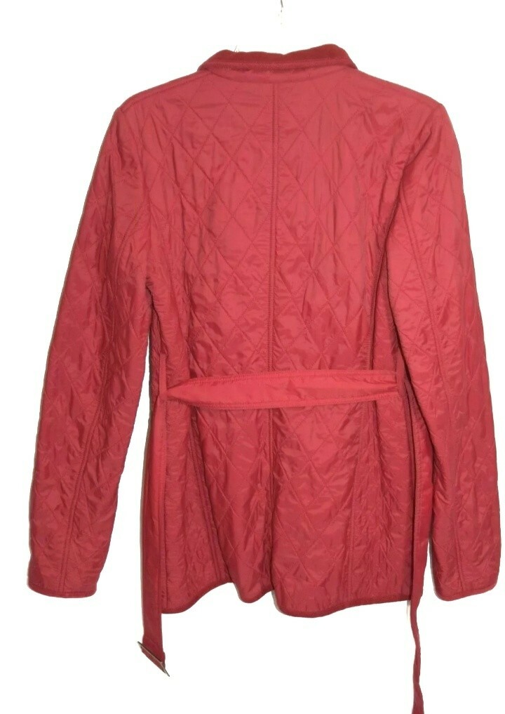 Talbots Women's Quilted Fleece Lined Belted Winter Jacket Red Size S eBay