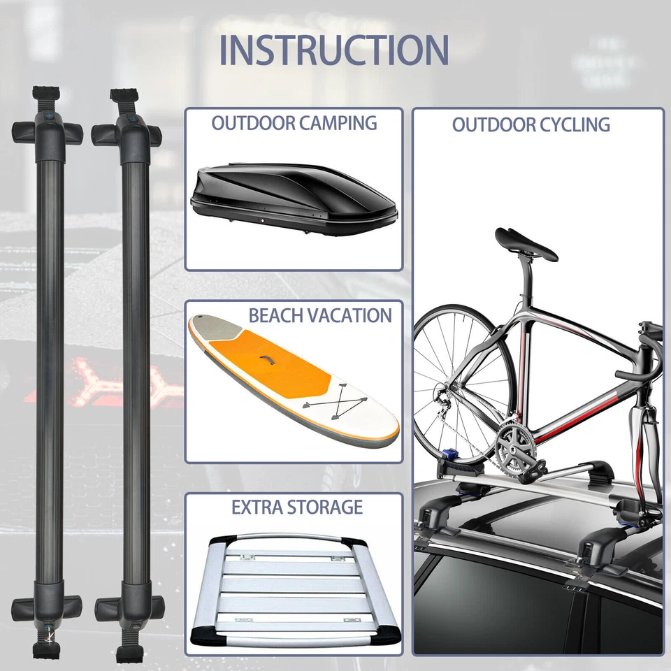 For Honda Accord Aluminum Car Top Roof Rack Cross Bar Luggage Carrier+Lock CAO Foto 4 de 4