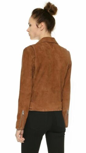 Women Tan Brown Real Suede Leather Jacket Sheepskin Style Genuine Jacket Coat - Picture 2 of 6