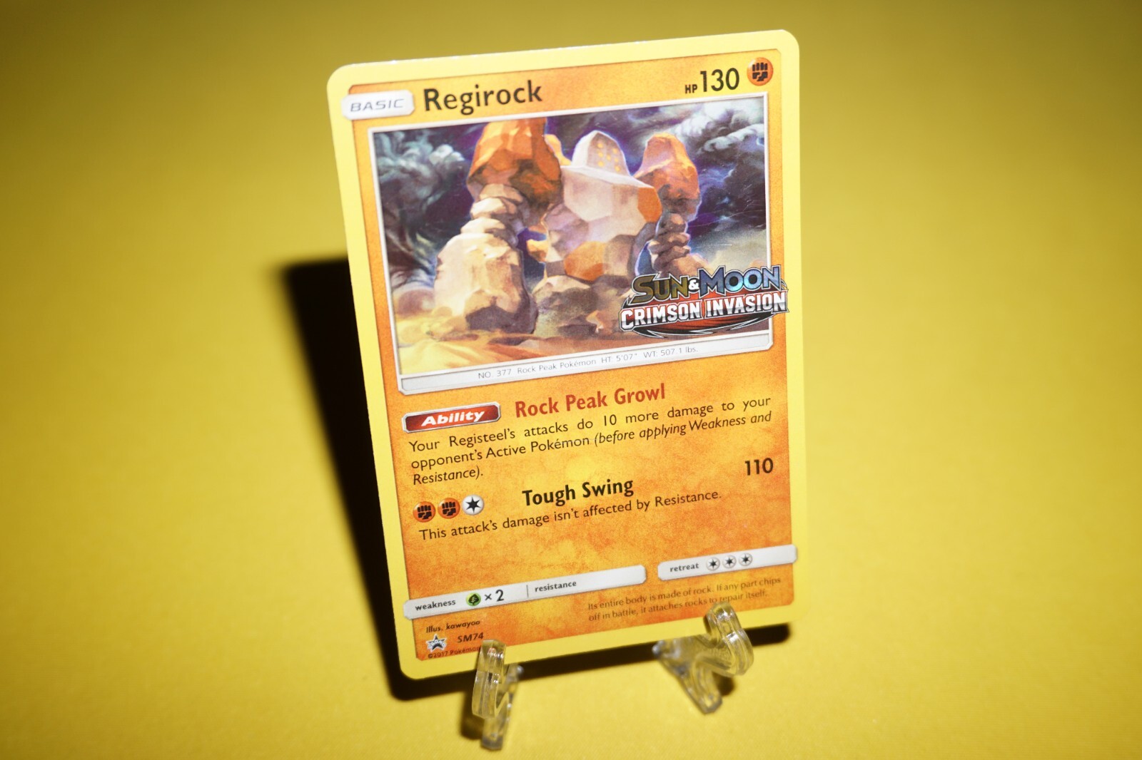 Pokemon TCG - Regirock - SM74 - Prerelease Promo - Holo - Crimson Invasion - NM
