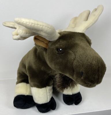2005 K & M Toys Brown Moose Plush Soft Toy with Large Antlers