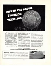 1936 Vintage print ad Johns Manville Lost 5 Million Years Ago not a Golf Ball ad