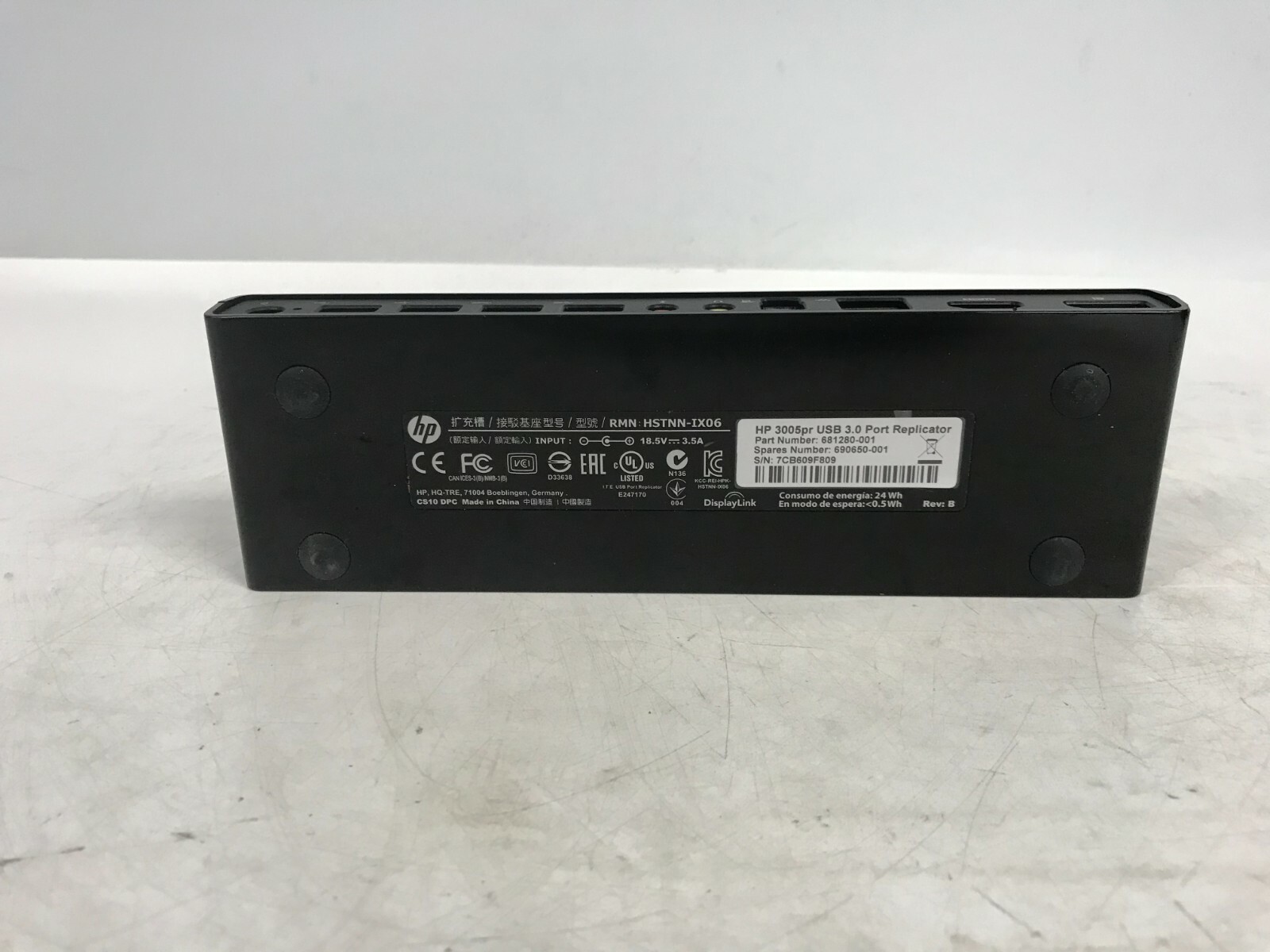 HP 3005pr USB 3.0 Port Replicator HSTNN-IX06