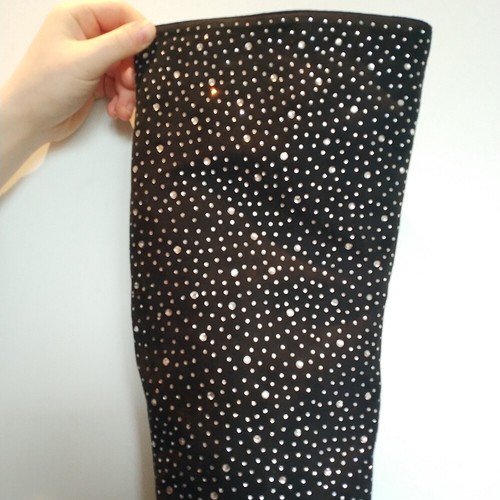 BLING Mujeres Botas Altas a la Rodilla Estrás Imitación Gamuza Botas Zapatos GRANDES Talla 4-20 - Imagen 7 de 9