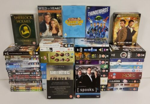 51 x BBC & ITV DVD JobLot - Spooks ThunderBirds Carry On Wild At Heart Holmes 26 - Picture 1 of 8