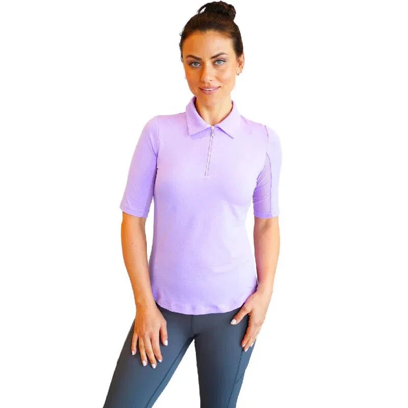 NWT IBKUL Solid LAVENDER Elbow Sleeve Polo Golf Tennis Shirt - S M L XL XXL