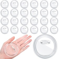 25 Pcs 3 Inch Clear Button Pins for Crafts DIY Photo Acrylic Blank Pins Bulk ...