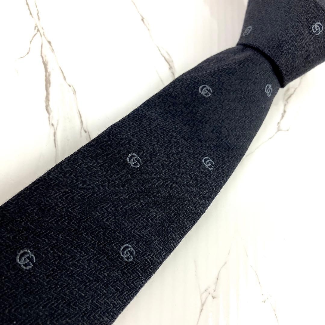 Gucci Necktie Tie 100% Silk Black All-over GG Pattern 2.8 inches From Japan thumbnail 14