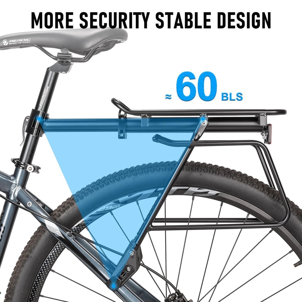 Rear Bike Rack - Bike Cargo Rack Quick Release Mount - Large Capacity ...