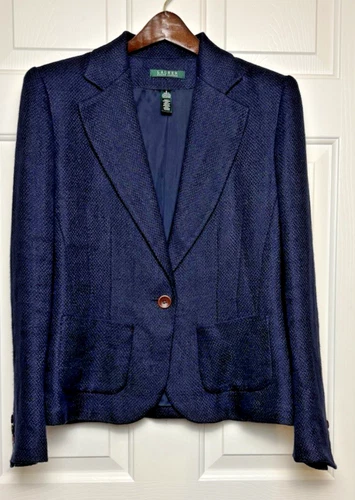 Lauren Ralph Lauren Blue Women’s  Linen Blend Blazer Size 6