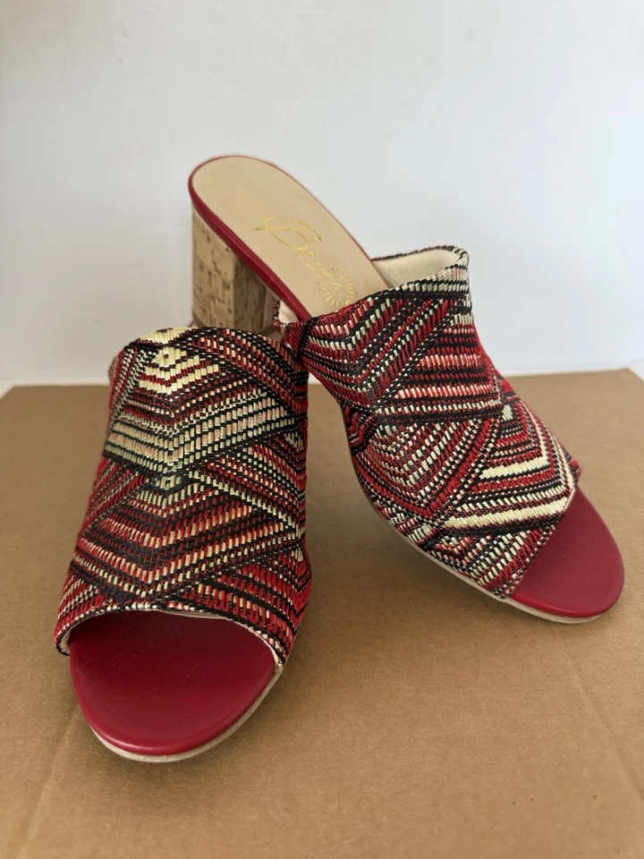 BEAACON womens sandals shoe size 9 m red multi color mule 2.5 in block heel NEW - Image 2 of 4